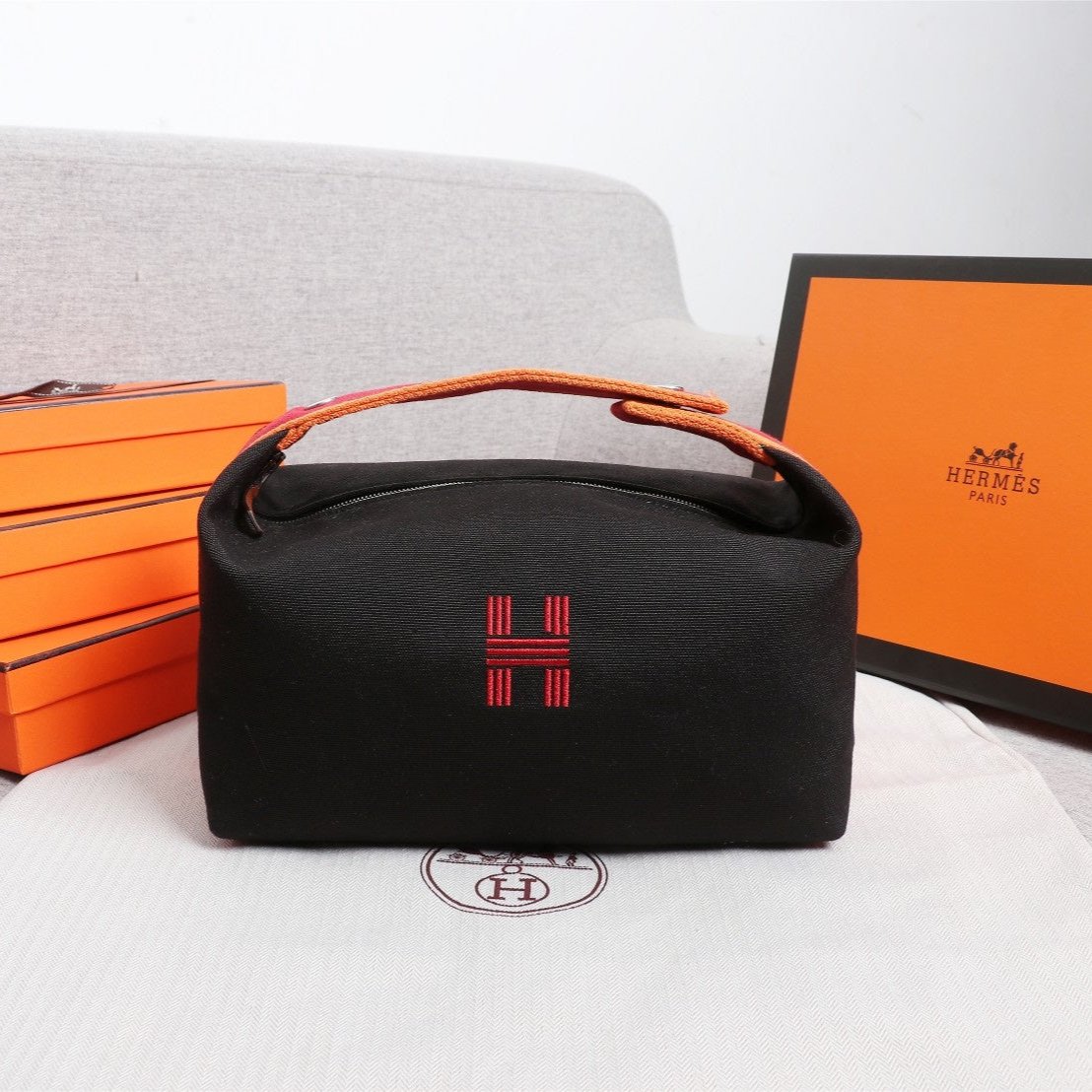 HERMES BRIDE-A-BRAC 21 BLACK CANVAS