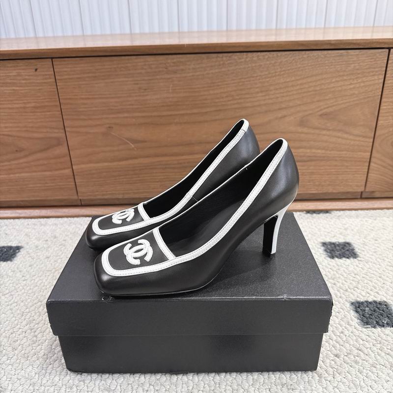 Chanel Black Contrast-Trim Square-Toe Pumps