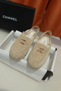 Chanel Beige CC Slingback Loafers