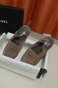 Chanel Brown CC Slingback Loafers