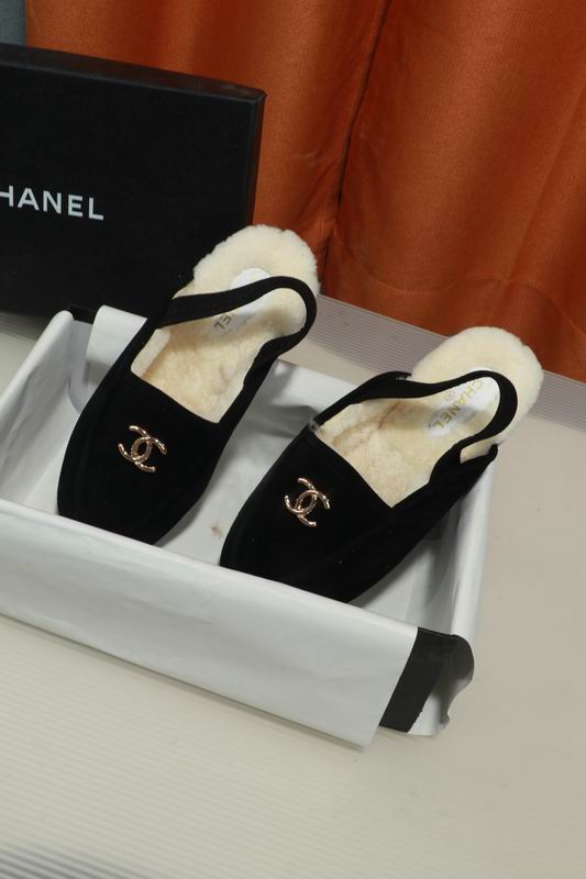 Chanel Black White CC Slingback Loafers