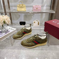 Gucci Olive Green Red & Green Stripe Low-Top Sneakers